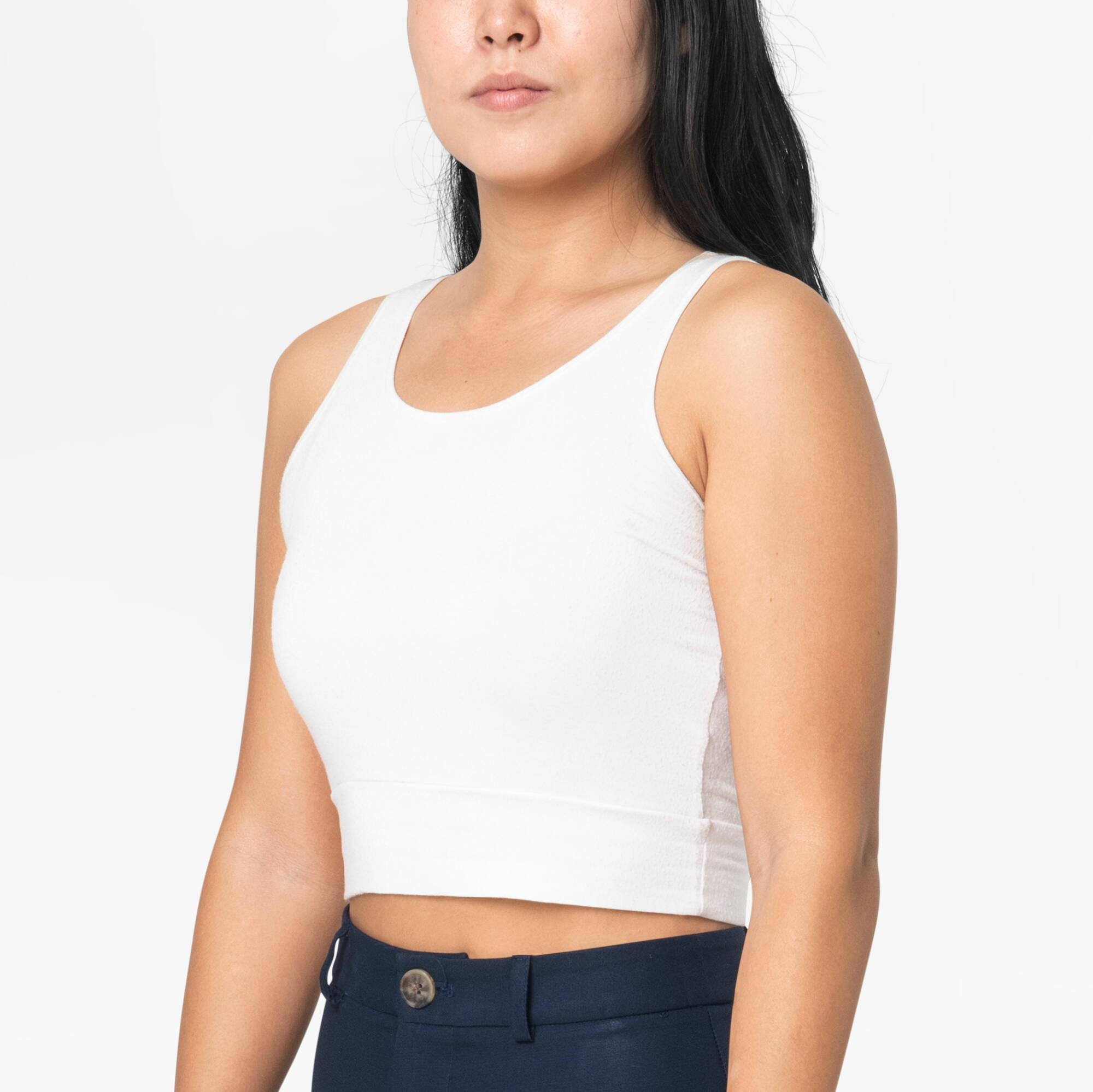 White sleeveless shirt